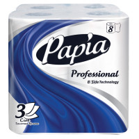 Туалетная бумага Papia Professional 3 слоя 20 м 160 листов белая 8 шт