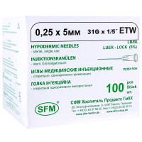 Игла инъекционная SFM 0,25 х 5 мм 31G 100 шт