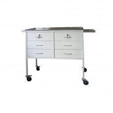 Столик анестезиолога Оптимех СП-02М (6 ящиков, столешница из нержавеющей стали)